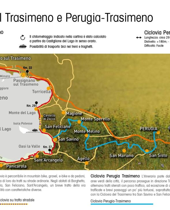 Itinéraires cyclables du Trasimène et  Pérouse-Trasimène